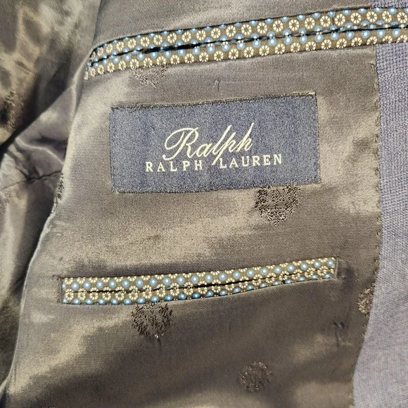 Vintage Ralph Lauren Blazer Mens 52R Blue Wool Blend Lined Two Button Sport Coat